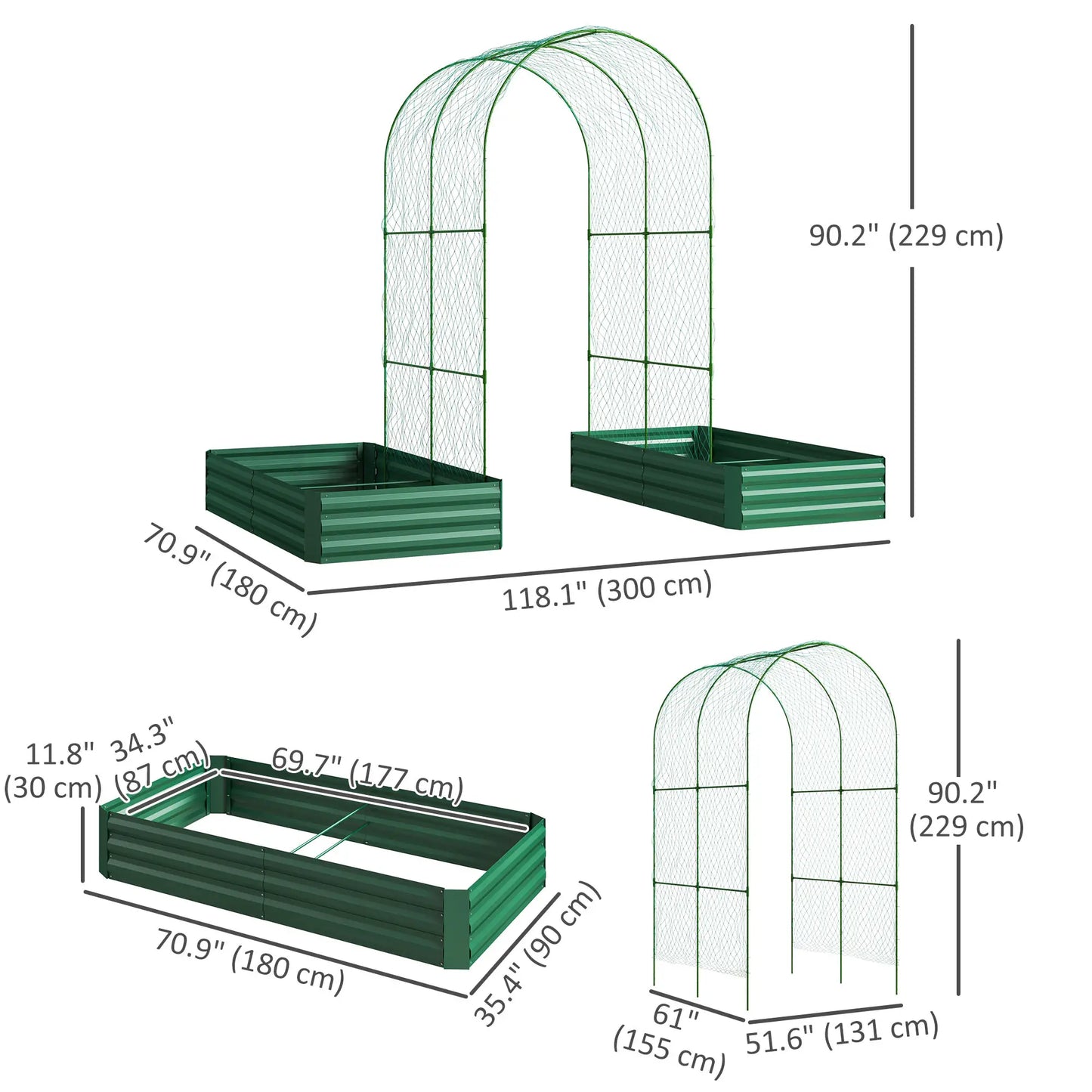Metal Raised Garden Bed with Trellis, Galvanized Outdoor Garden Box Raised Garden Beds at Gallery Canada