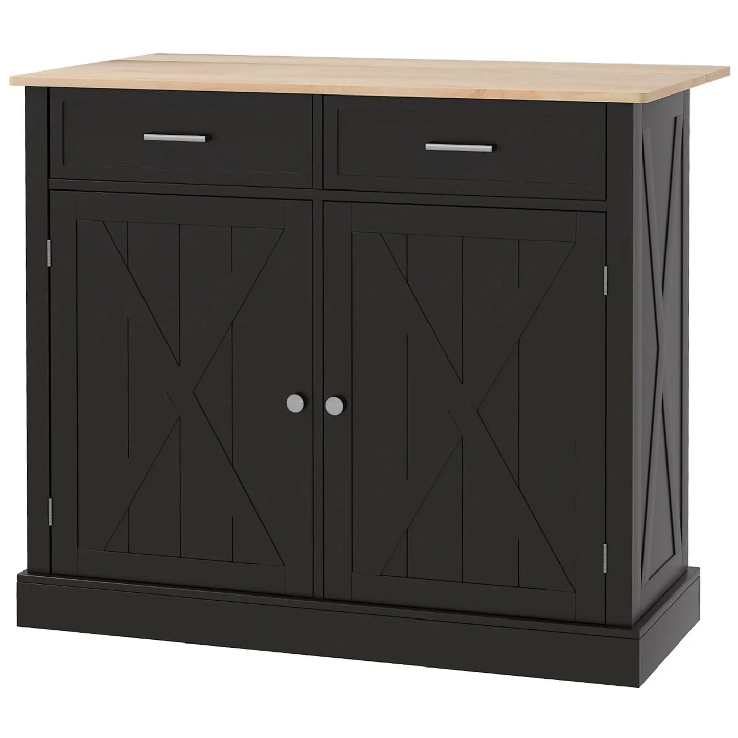 Kitchen Island with Drop Leaf, 2 Drawers, Adjustable Shelves, Black Kitchen Islands & Kitchen Carts Black at Gallery Canada