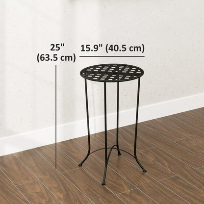 16" Round Outdoor Table, Metal Side Table, Black Patio Dinning Tables at Gallery Canada