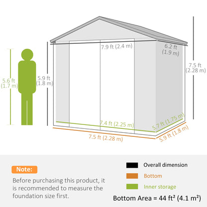 8' x 6' Plastic Garden Storage Shed, Latch Door, Vents, Dark Grey Sheds at Gallery Canada