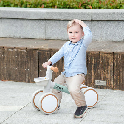 Toddler Balance Bike, Adjustable Seat, Removable Basket, 4 Silent Wheels, Green Riding & Rocking Toys at Gallery Canada