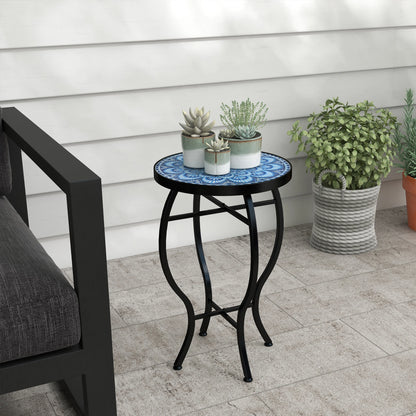 Round Outdoor Table, Patio Bistro Coffee Table, Mosaic Top, Steel Frame Patio Side Tables at Gallery Canada