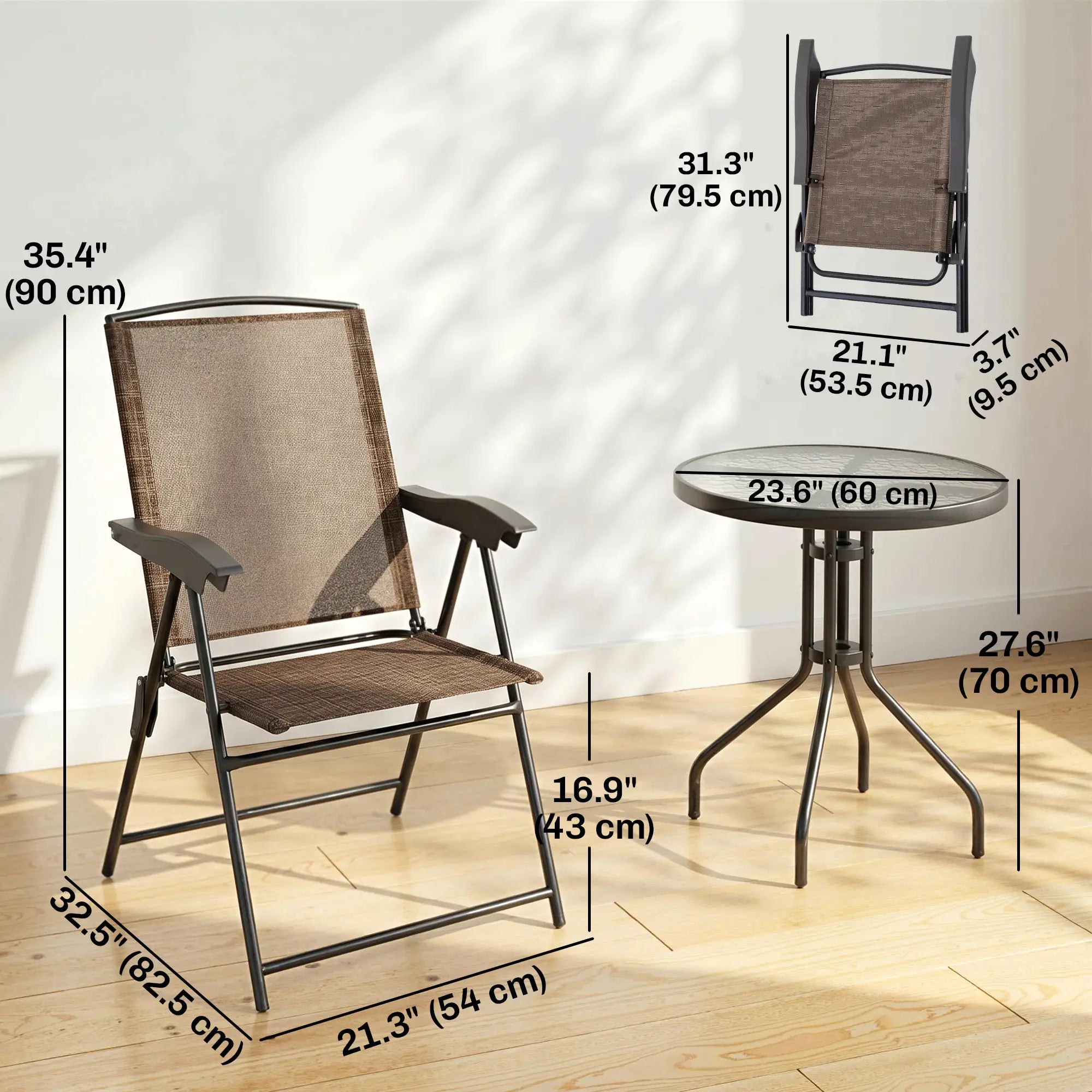 Folding Outdoor Bistro Set, Patio Table and Chairs, Brown Bistro Sets at Gallery Canada