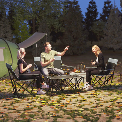 4 Piece Folding Camping Table and Chairs, Outdoor Set, Grey Picnic Tables & Camping Chairs at Gallery Canada