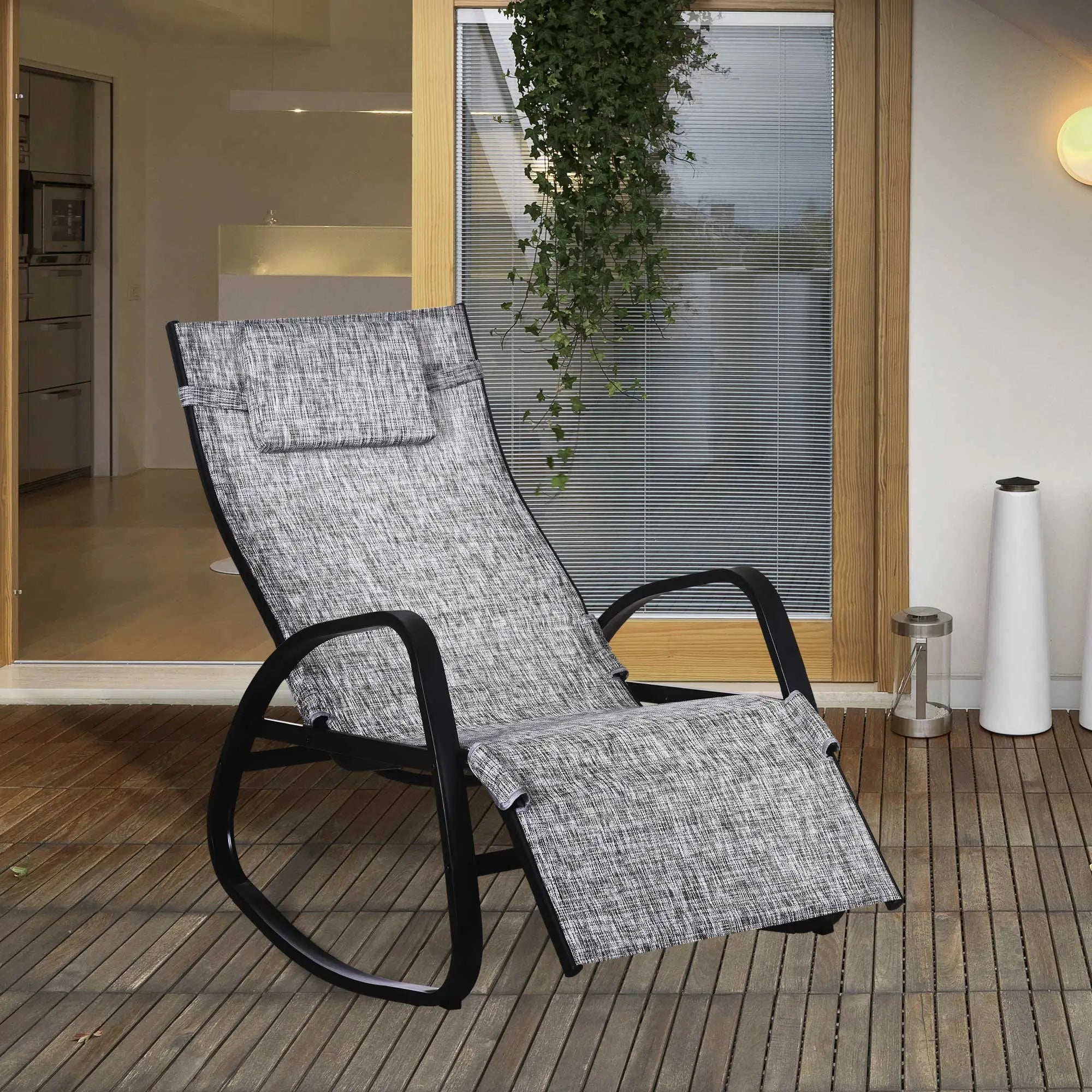 Adjustable Zero Gravity Rocking Lounge Chair, Outdoor Recliner w/ Pillow, Footrest Outdoor Rocking Chairs at Gallery Canada