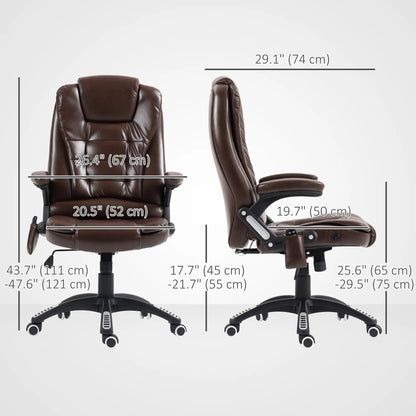 Reclining Massage Office Chair, High Back, Swivel Wheels, Dark Brown Office Chairs at Gallery Canada