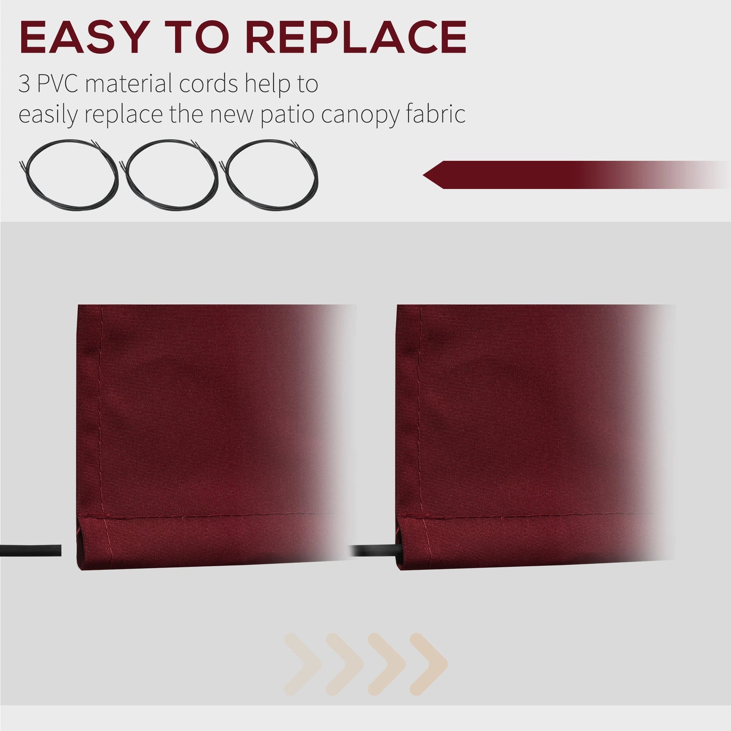 11' x 10' Retractable Awning Fabric, UV Protection, Wine Red Awning Fabric Replacement at Gallery Canada