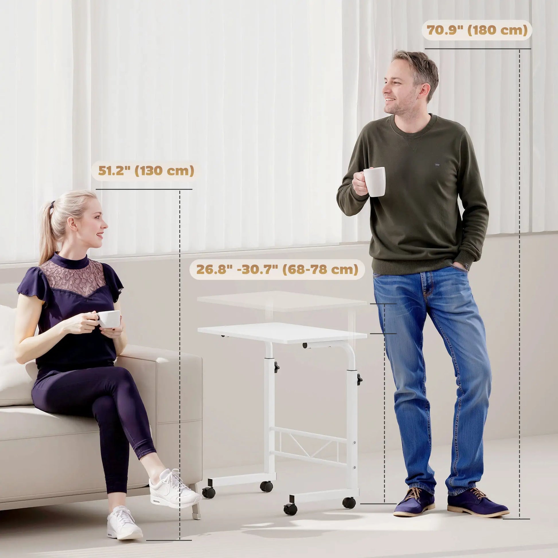 Mobile Standing Desk, Adjustable Height, 23.5 Inch, White Side Tables at Gallery Canada