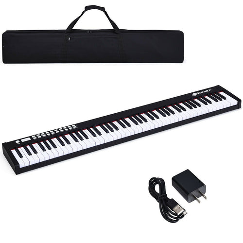88-Key Portable Full-Size Semi-weighted Digital Piano Keyboard, Black