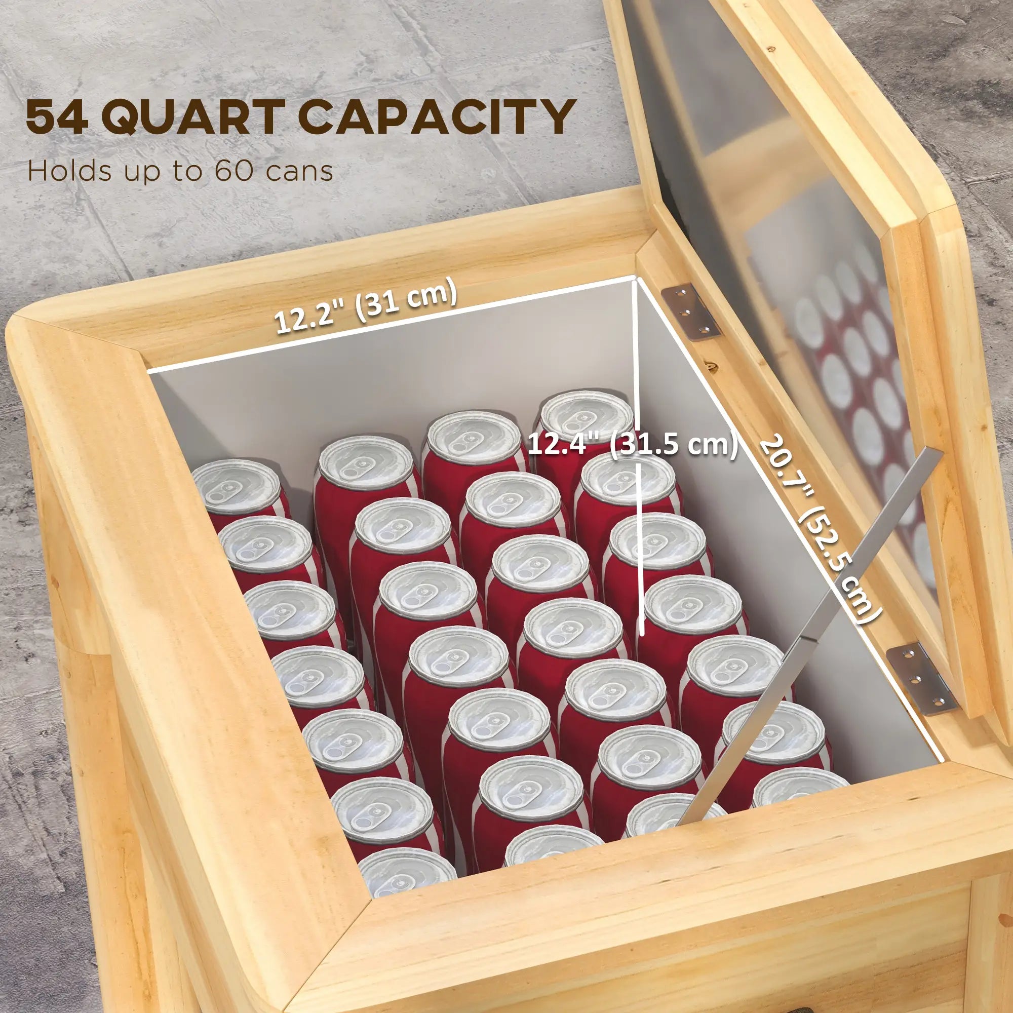 54-Qt Wooden Patio Cooler, Outdoor Table With Bottle Opener, Natural Cooler Boxes at Gallery Canada