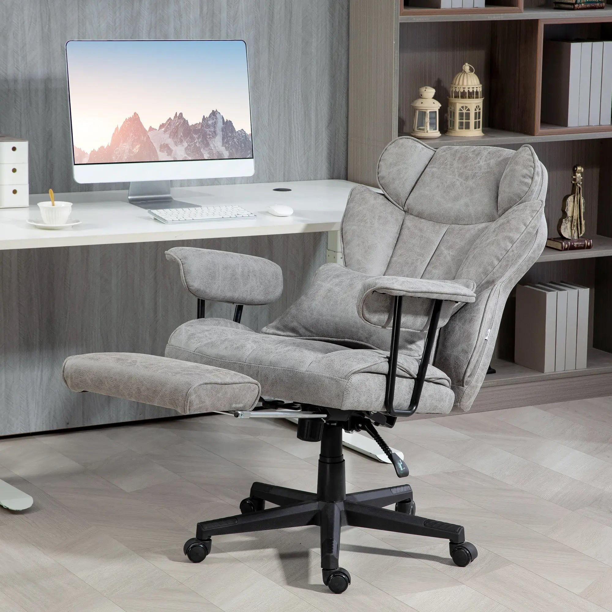 Big and Tall Office Chair with Foot Rest, 400LBS, Grey Executive & Manager Chairs at Gallery Canada