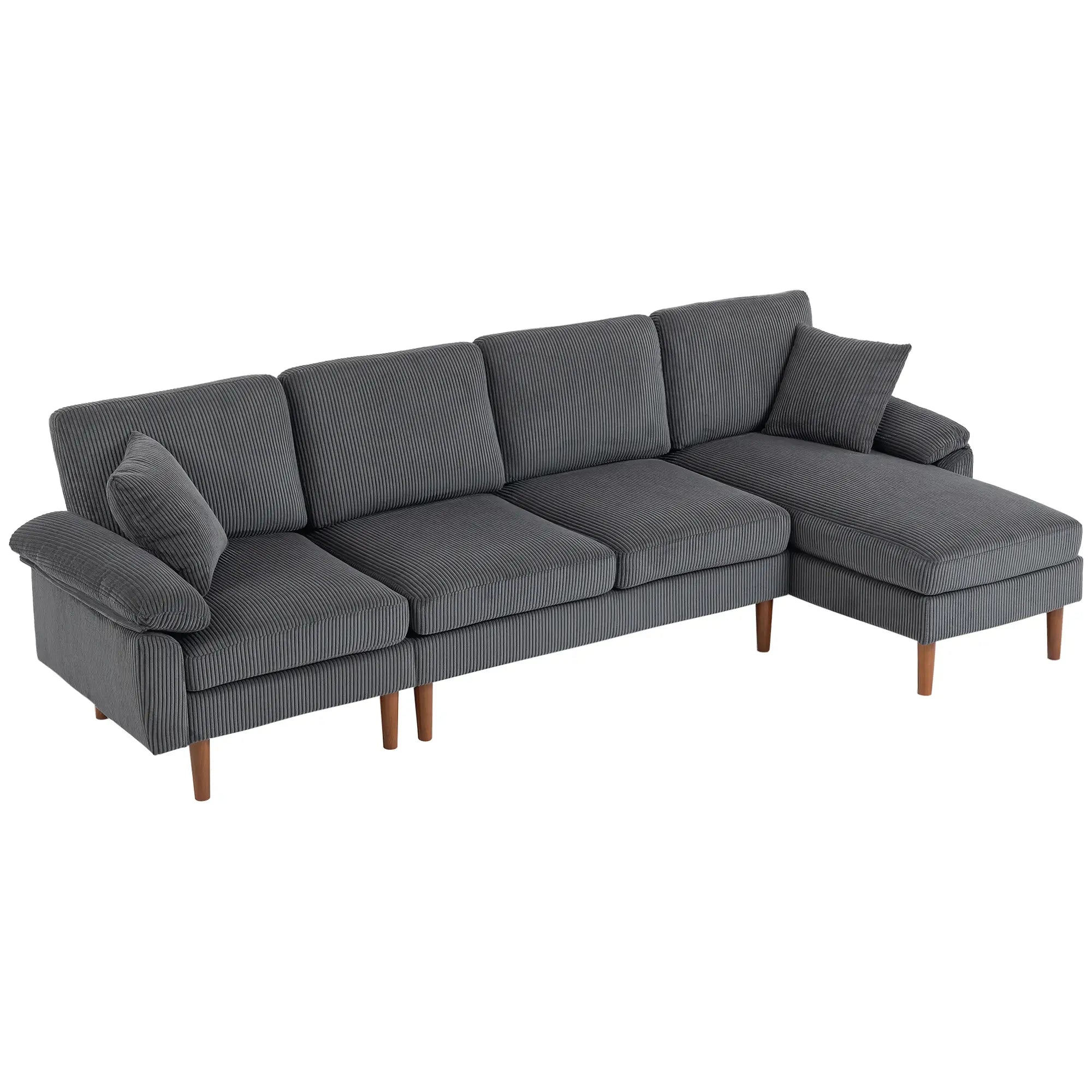 L-Shape Sofa, Modern Sectional Couch with Chaise, Dark Grey 3-Seater Sofas Dark Grey, Brown at Gallery Canada