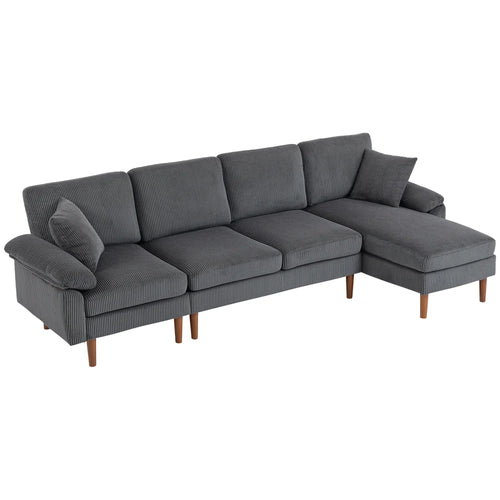 L-Shape Sofa, Modern Sectional Couch with Chaise, Dark Grey
