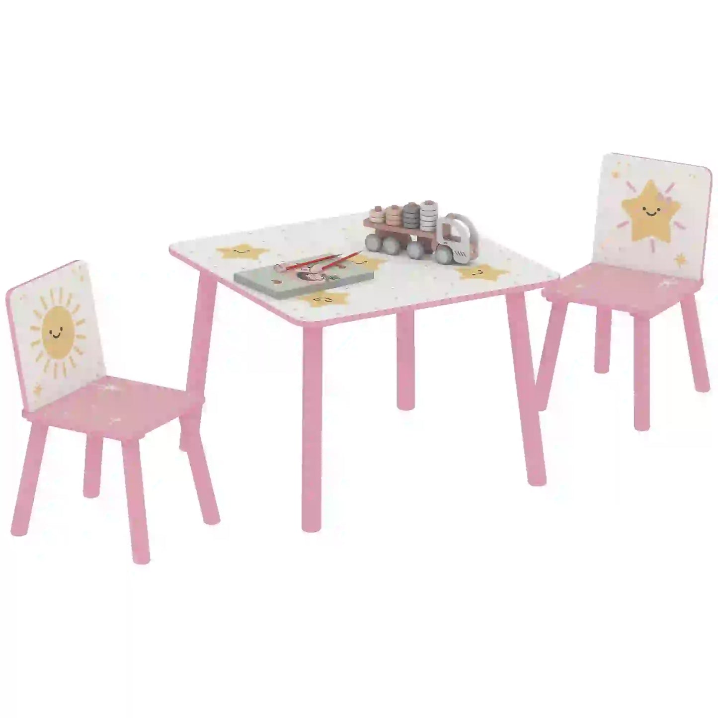 Kids Table And Chair Set, 3-Piece, Star Pattern, Ages 3-8, Pink Kids Table Sets at Gallery Canada