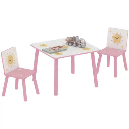 Kids Table And Chair Set, 3-Piece, Star Pattern, Ages 3-8, Pink Kids Table Sets at Gallery Canada