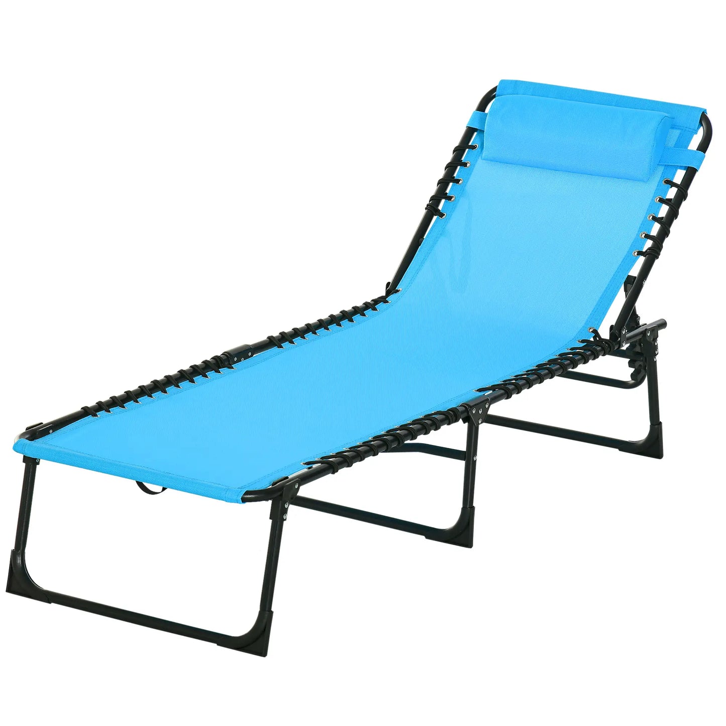 Outdoor Folding Lounge Chair, 4-Level Adjustable, Sky Blue Lounger Chairs at Gallery Canada