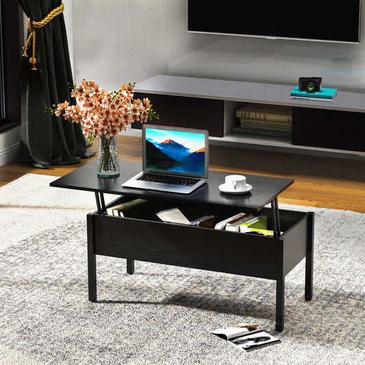 39" Modern Lift Top Coffee Table with Hidden Storage Compartment, Center Table for Living Room, Black - Gallery Canada
