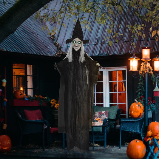 6' Life Size Witch Halloween Decoration, Light Up Eyes, Black Halloween Decorations Black at Gallery Canada
