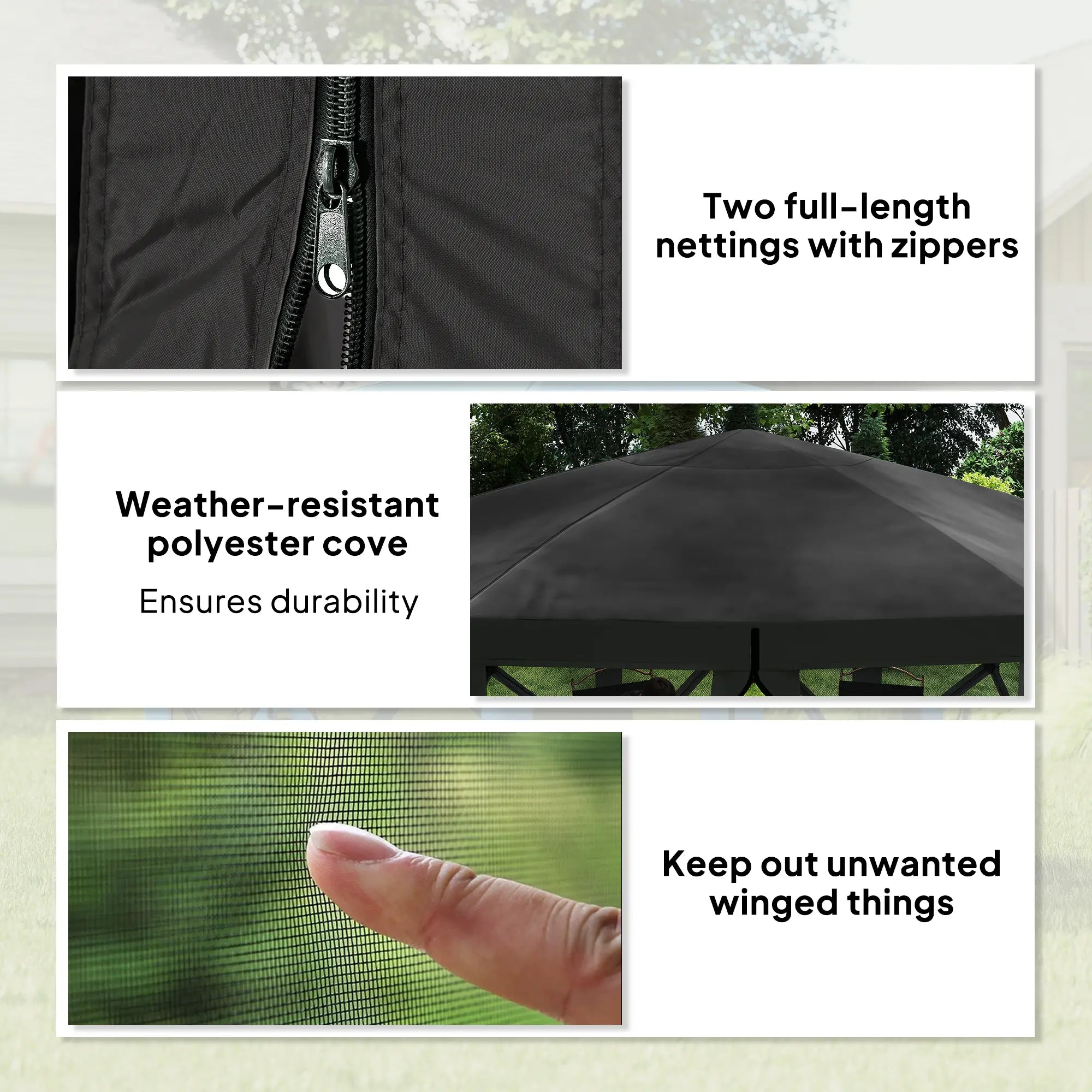 12' x 12' Hexagon Pop Up Screen Tent, Camping Shelter w/ Mesh, Carry Bag, Black Pop Up Canopies at Gallery Canada