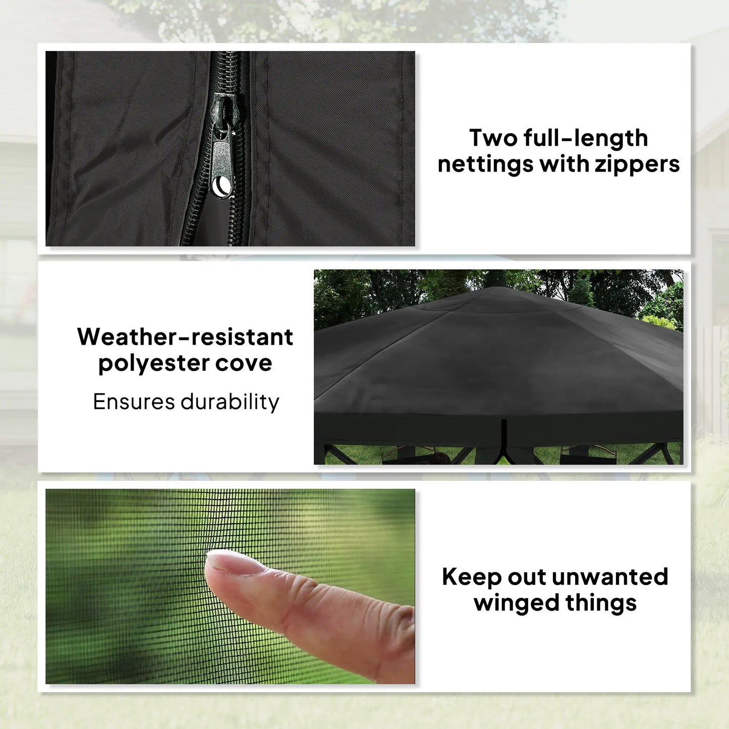 12' x 12' Hexagon Pop Up Screen Tent, Camping Shelter w/ Mesh, Carry Bag, Black Pop Up Canopies at Gallery Canada