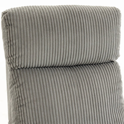 Corduroy Push Back Recliner Chair with Padded Seat, Grey