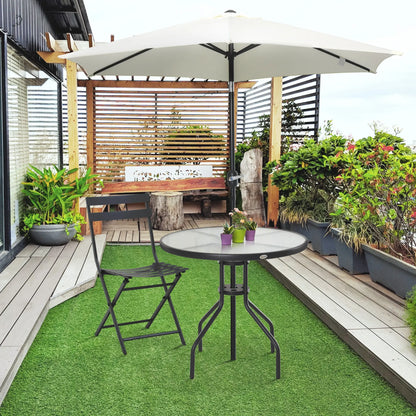 31.5" Round Outdoor Bistro Table, Tempered Glass Coffee Side Table Patio Side Tables at Gallery Canada