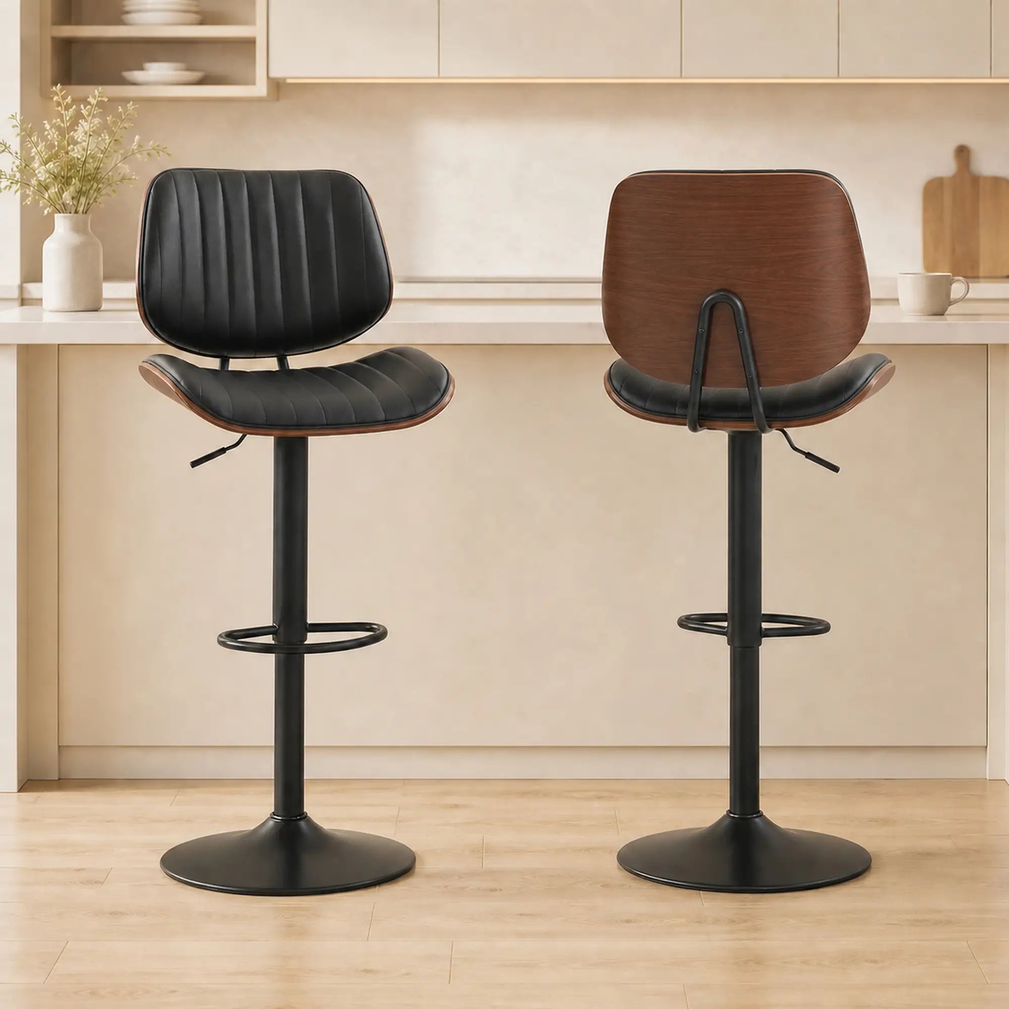 Swivel Bar Stools Set of 2, Counter Height, Adjustable, Black Bar Stools at Gallery Canada
