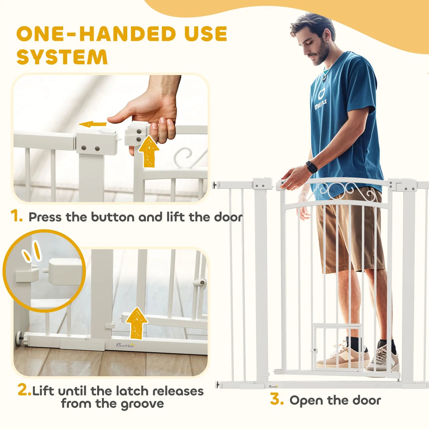 Walk Through Dog Gate, Small Pet Door, Auto Close, 30"-41" W x 38" H Houses, Kennels & Pens at Gallery Canada