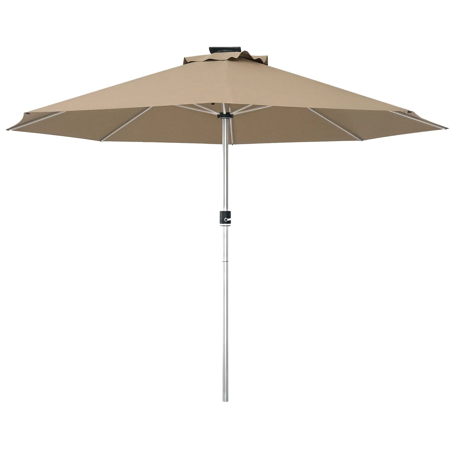 LED Patio Umbrella, Solar & USB Charging, 4 Lighting Modes, Khaki Sun Umbrellas at Gallery Canada