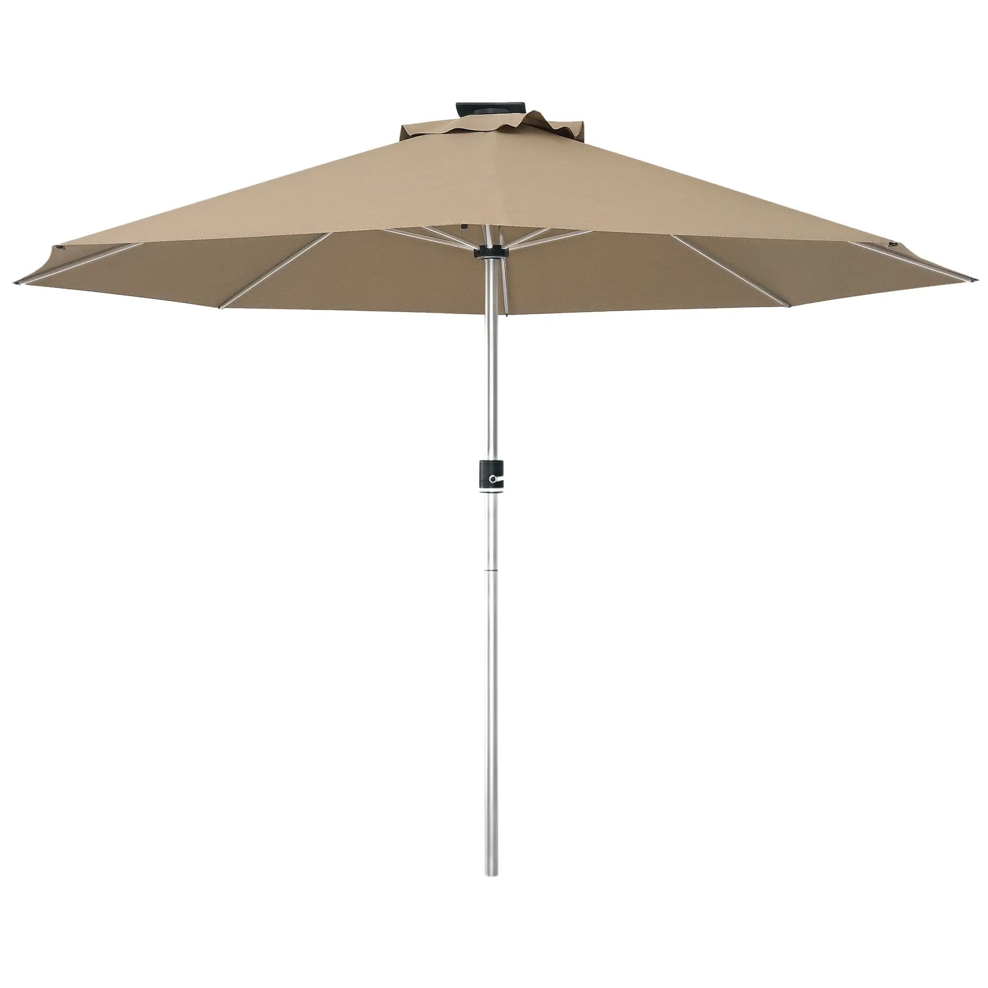 LED Patio Umbrella, Solar & USB Charging, 4 Lighting Modes, Khaki Sun Umbrellas at Gallery Canada