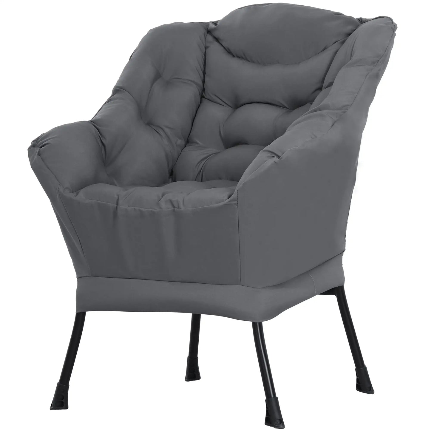Modern Accent Chair, Armchair with Side Pockets, Steel Legs, Grey Accent Chairs Grey at Gallery Canada