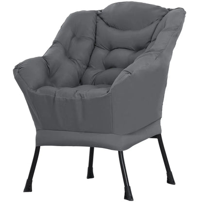 Modern Accent Chair, Armchair with Side Pockets, Steel Legs, Grey Accent Chairs Grey at Gallery Canada