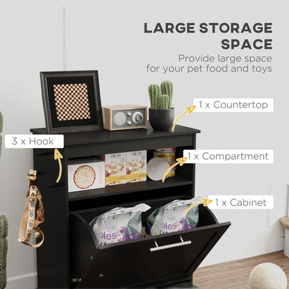Pet Feeder Station, Dog Food Storage Cabinet with Bowls, Black Dog Bowls at Gallery Canada