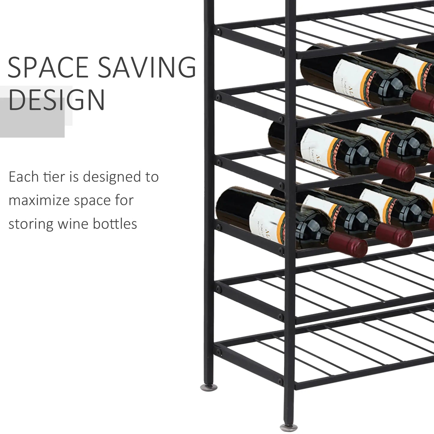 9-Tier Metal Wine Rack, 54 Bottles, Freestanding, Black Wine Racks at Gallery Canada