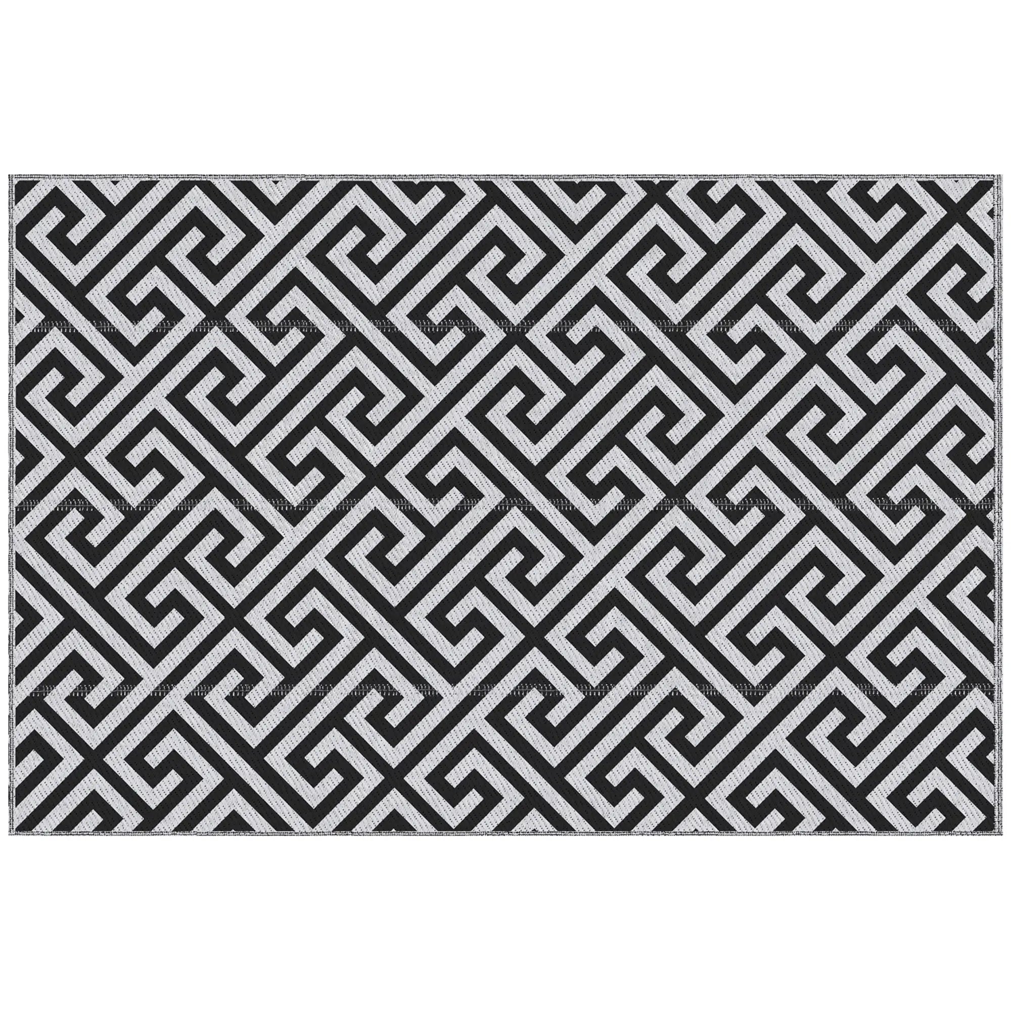 Reversible Outdoor RV Rug, Patio Floor Mat, 5' x 8', Black & White Garden Decor Black, White at Gallery Canada