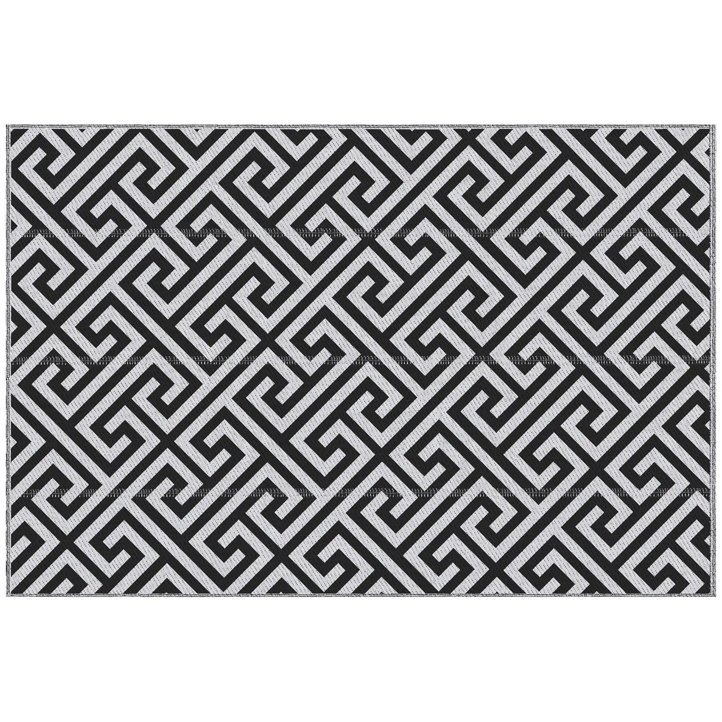 Reversible Outdoor RV Rug, Patio Floor Mat, 5' x 8', Black & White Garden Decor Black, White at Gallery Canada