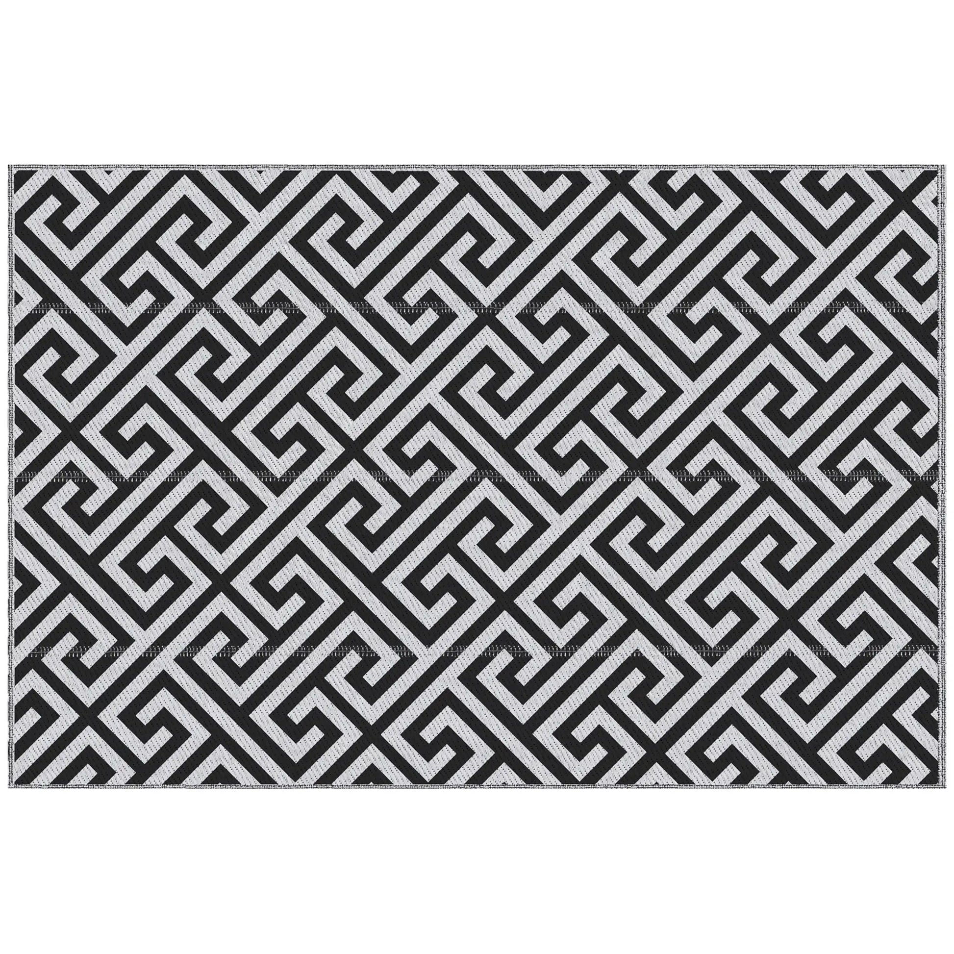 Reversible Outdoor RV Rug, Patio Floor Mat, 5' x 8', Black & White Garden Decor Black, White at Gallery Canada