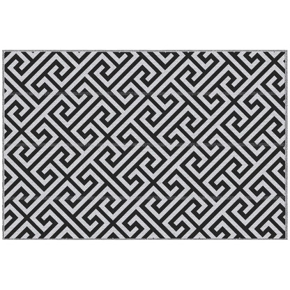 Reversible Outdoor RV Rug, Patio Floor Mat, 5' x 8', Black & White Garden Decor Black, White at Gallery Canada