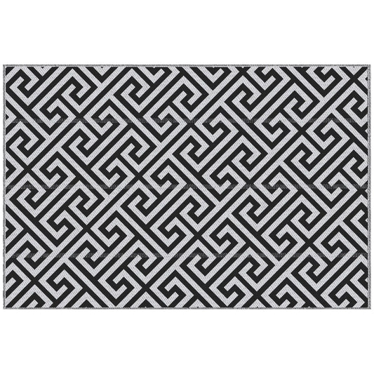 Reversible Outdoor RV Rug, Patio Floor Mat, 5' x 8', Black & White Garden Decor Black, White at Gallery Canada