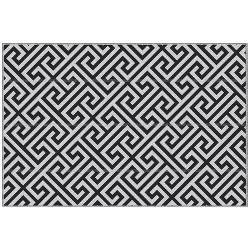 Reversible Outdoor RV Rug, Patio Floor Mat, 5' x 8', Black & White