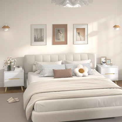 Modern Nightstands Set Of 2, 2 Drawers, Solid Wood Legs, White Bedside Tables at Gallery Canada