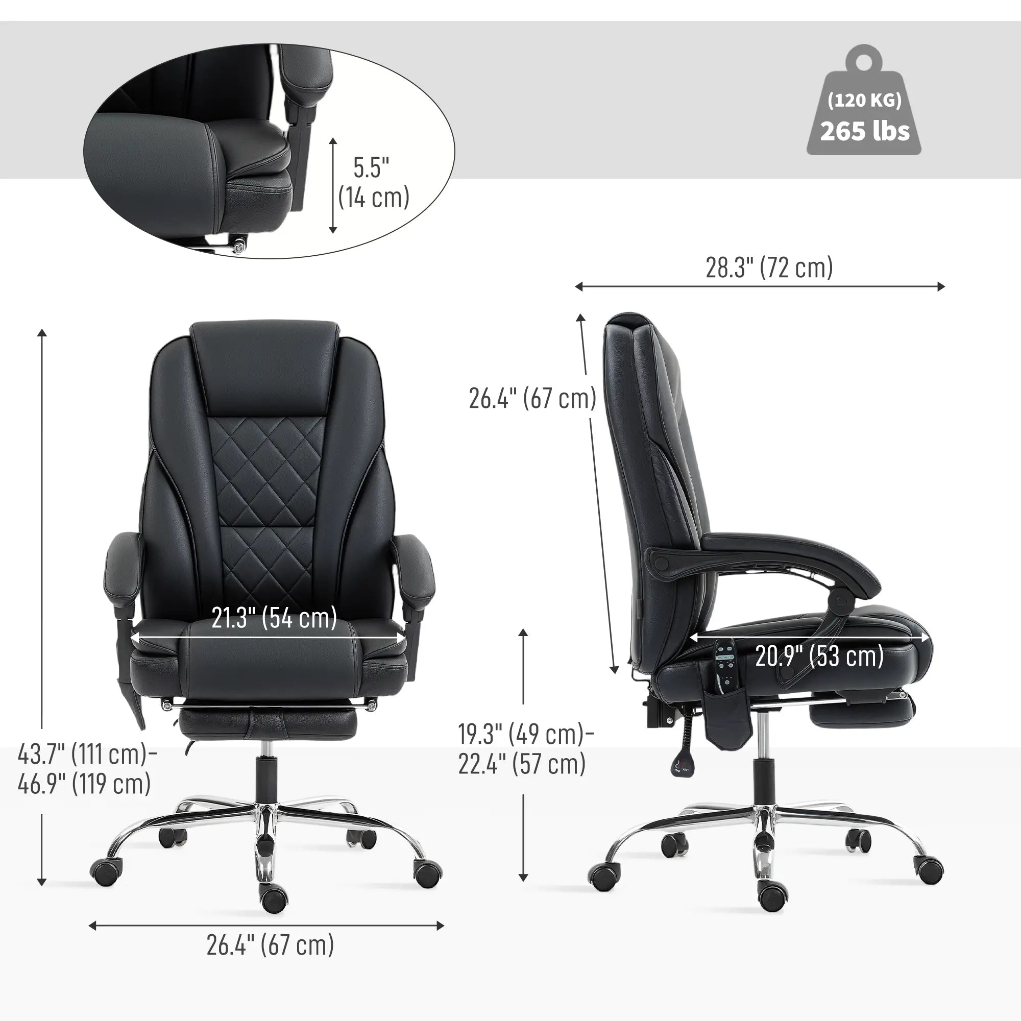 Massage Office Chair, Reclining Computer Chair, Adjustable Height, Footrest, Black Massage Chairs at Gallery Canada