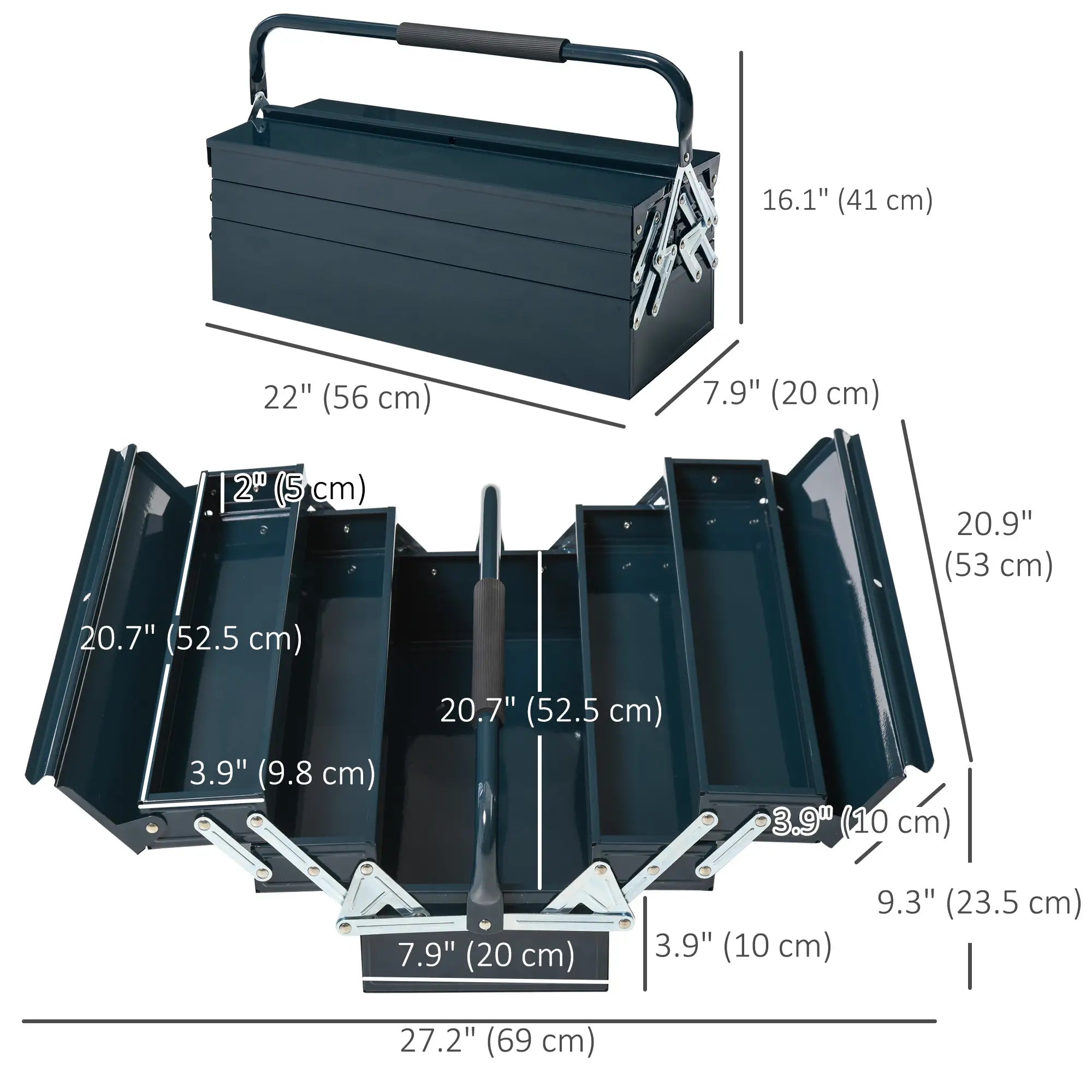 22 Metal Tool Box, 5-Tray Cantilever Steel Chest, Dark Green Tool Organizers at Gallery Canada