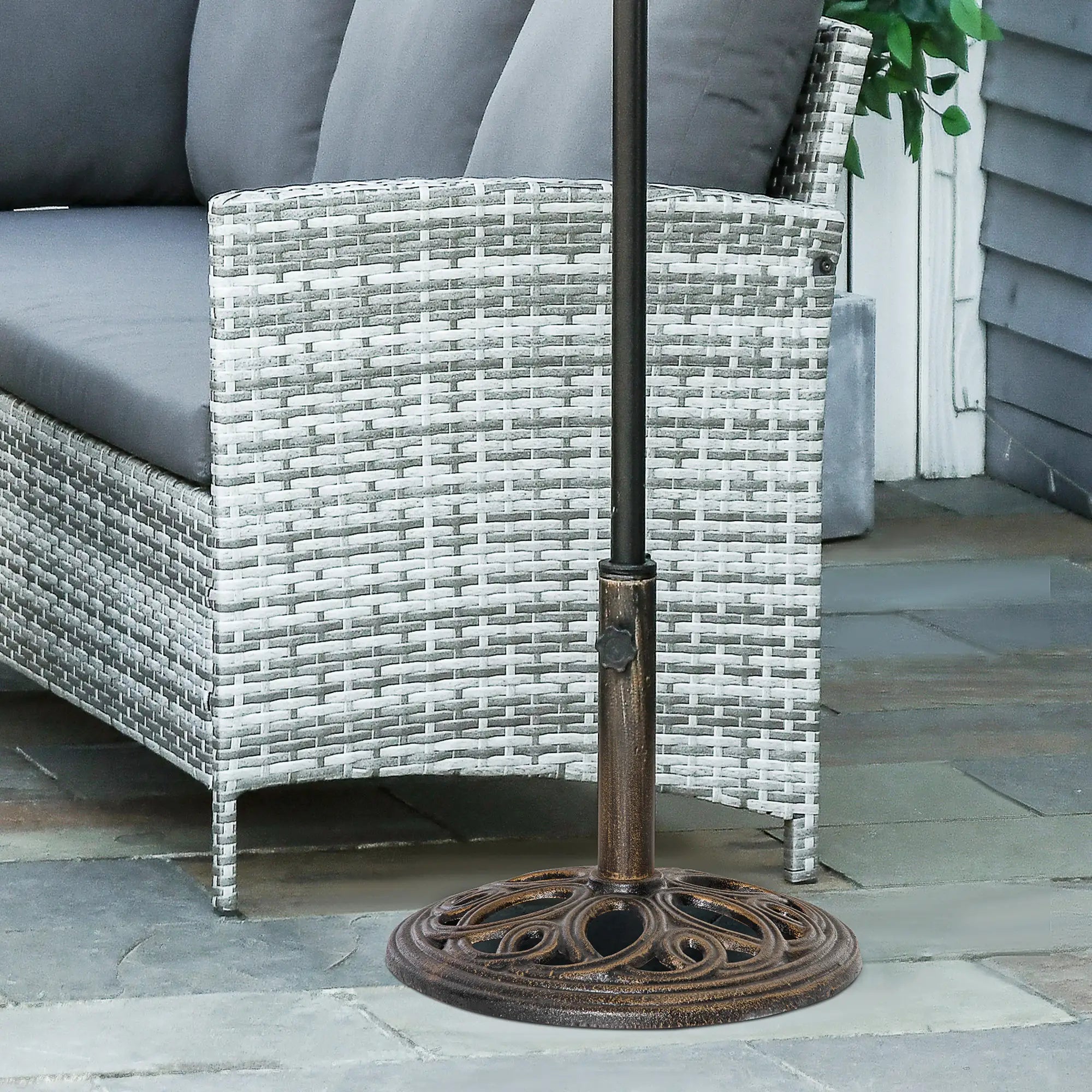 Round Cast Iron Umbrella Base Stand, Outdoor, Fit Dia. 1.5