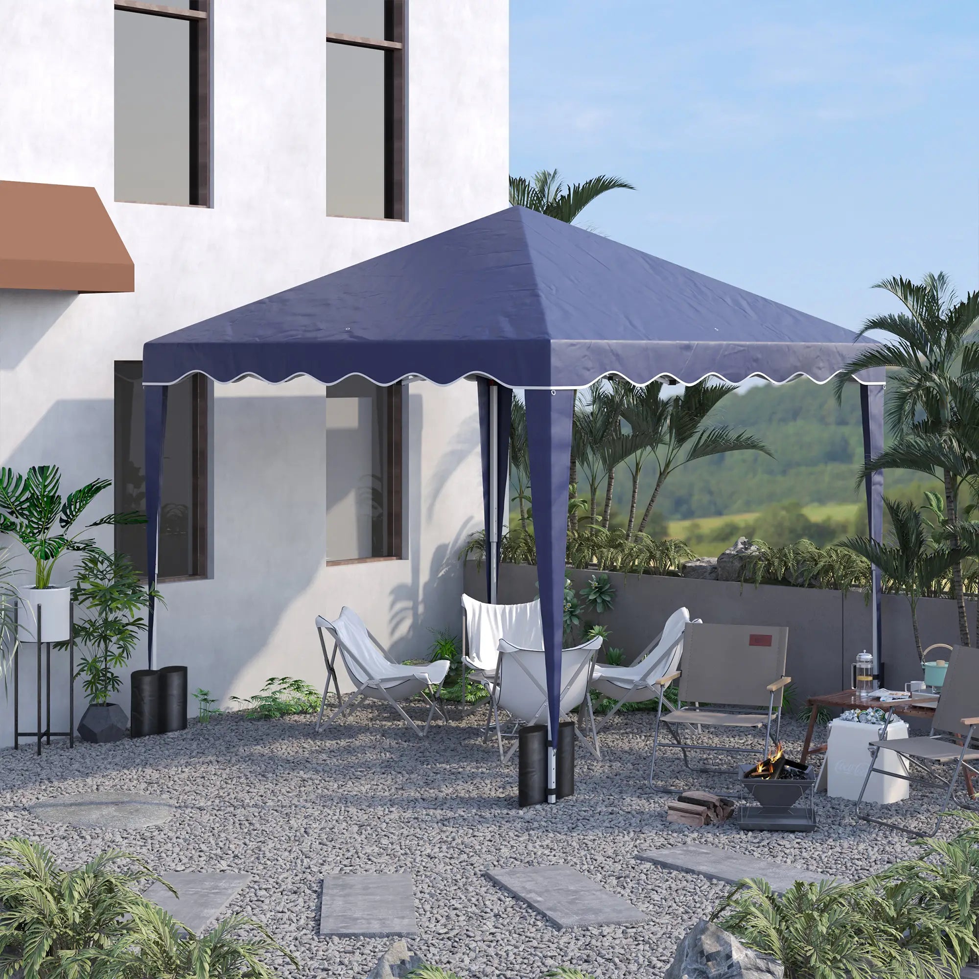 10' x 10' Pop Up Canopy Tent, Adjustable Height, Carry Bag, Blue Pop Up Canopies at Gallery Canada
