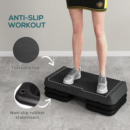 Adjustable Aerobic Stepper, 3-Level 4", 6", 8", 330lbs, Grey Aerobic Equipment at Gallery Canada