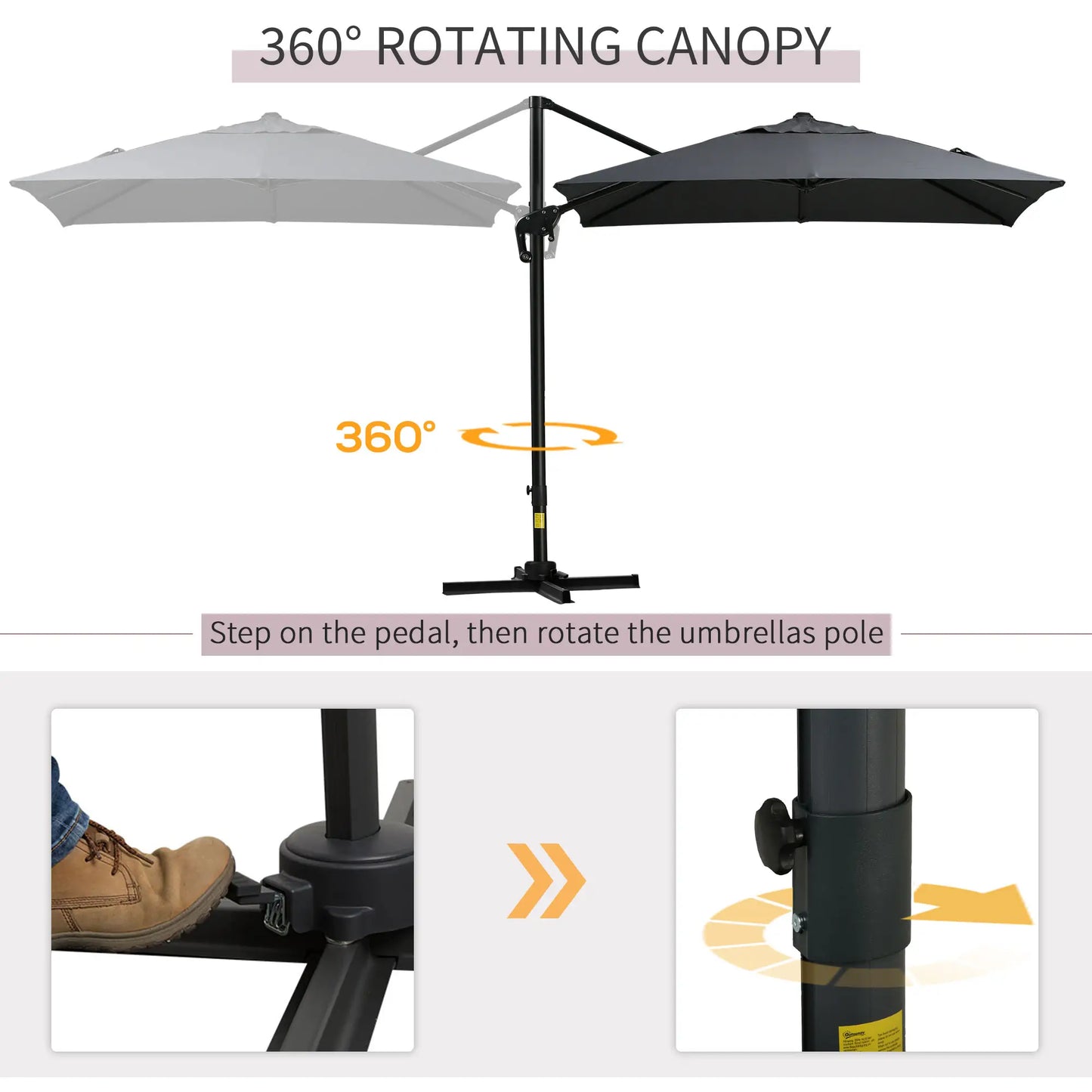 8'x8' Square Patio Hanging Offset Umbrella, Dark Grey Offset Cantilever Umbrellas at Gallery Canada