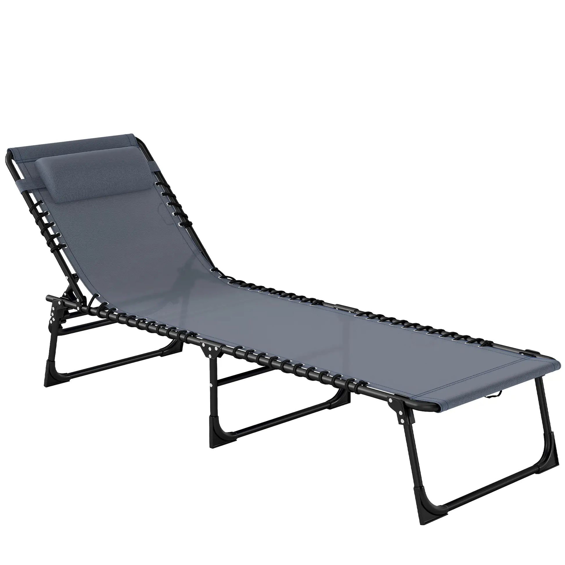 Adjustable Folding Lounge Chair, 4-Level Reclining, Grey Lounger Chairs Grey at Gallery Canada