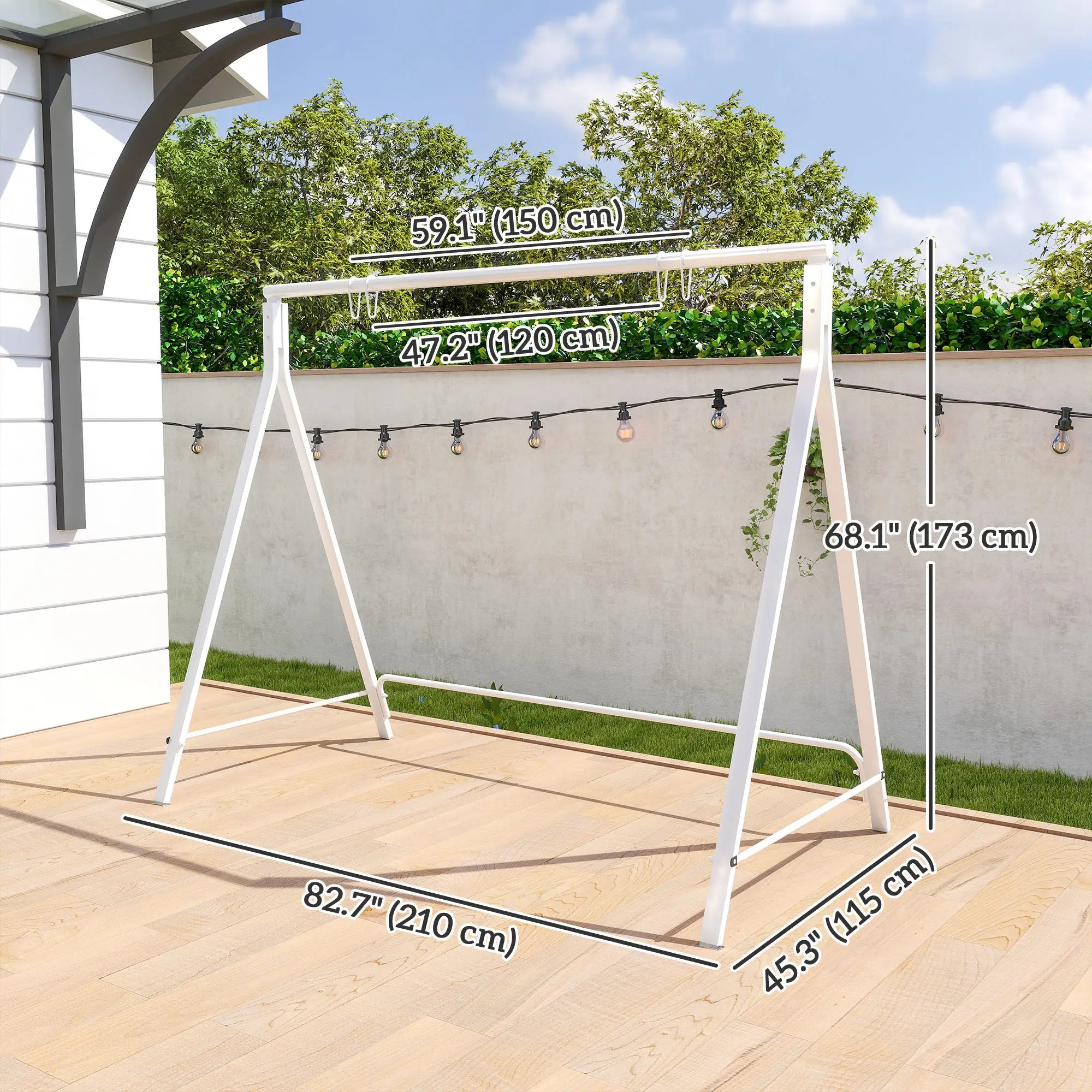 Metal Swing Stand, Hanging Chair Frame, 528 LBS, Backyard, Patio, Lawn, White Hammock Stands at Gallery Canada