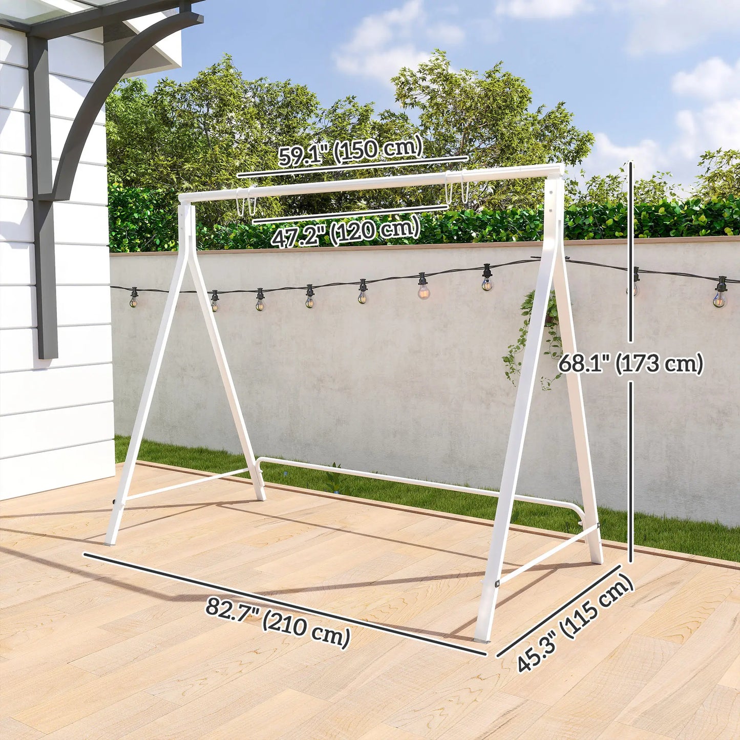 Metal Swing Stand, Hanging Chair Frame, 528 LBS, Backyard, Patio, Lawn, White Hammock Stands at Gallery Canada